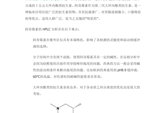 阿奇霉素欧洲药典和自研方法的有关物质的分析