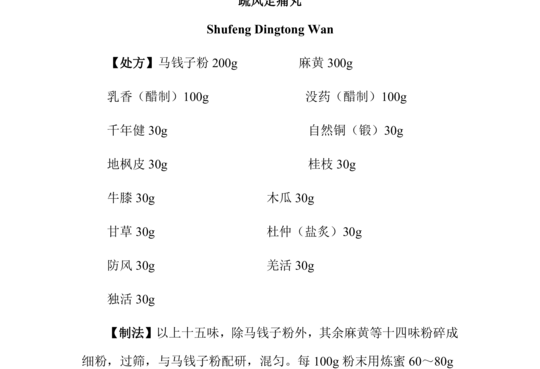 疏风定痛丸