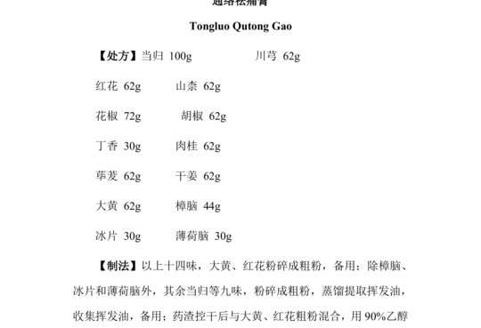 通络祛痛膏