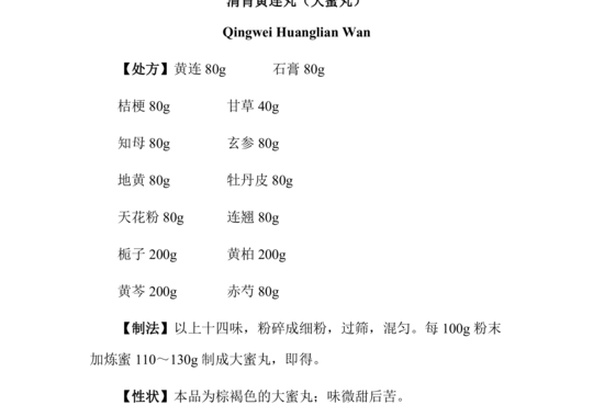 清胃黄连丸（大蜜丸）