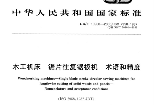 木工机床 锯片往复锯板机 术语和精度