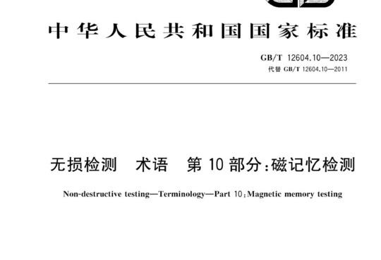 无损检测 术语 第10部分:磁记忆检测