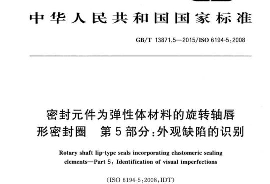 密封元件为弹性体材料的旋转轴唇 形密封圈第5部分:外观缺陷的识别